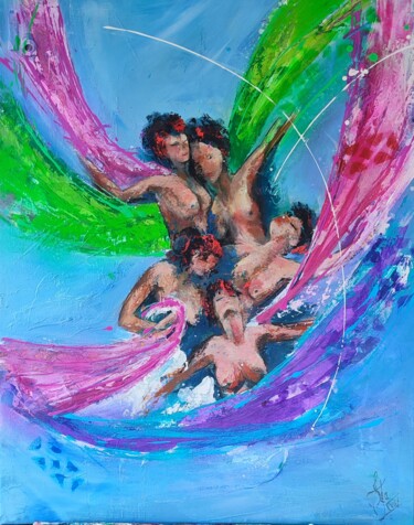 Painting titled "Ballet Fémina" by Bea Madelenat, Original Artwork, Acrylic Mounted on Wood Stretcher frame