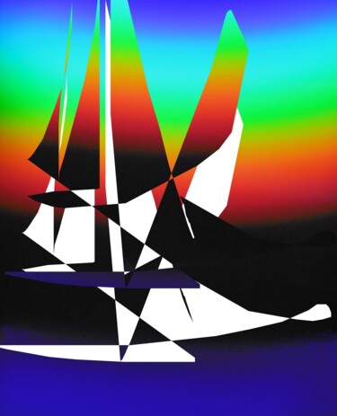 Photographie intitulée "Sailing boat - le n…" par Béatrice Marie Penaud, Œuvre d'art originale, Photo montage