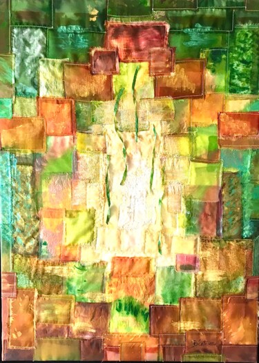 Pintura intitulada "SOUS-BOIS" por Béatrice Marty, Obras de arte originais, Pigmentos Montado em Outro painel rígido