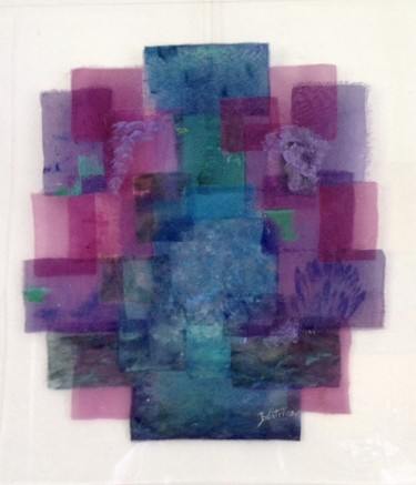 Textile Art titled "LAVANDES" by Béatrice Marty, Original Artwork, Patchwork Mounted on Plexiglass