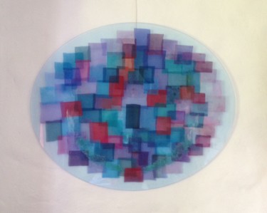 "AU DELA DU RÉEL" başlıklı Kolaj Béatrice Marty tarafından, Orijinal sanat, Kolaj Plastik cam üzerine monte edilmiş