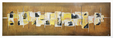 Painting titled "Graphic Gold" by Twiggy, Original Artwork, Acrylic Mounted on Wood Stretcher frame