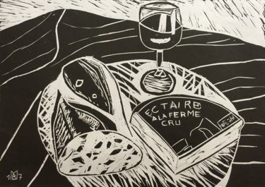 Gravures & estampes intitulée "du pain, du vin, du…" par Beatrice Mazoires, Œuvre d'art originale