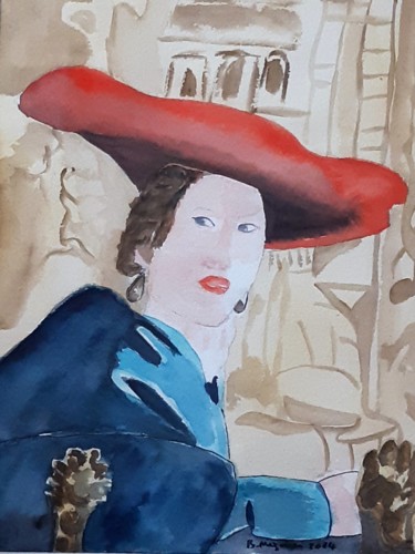 Painting titled "Portrait d'après Ve…" by Beatrice Mazoires, Original Artwork