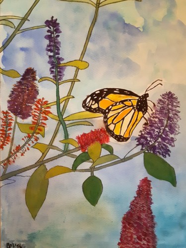 Painting titled "Papillon" by Beatrice Mazoires, Original Artwork