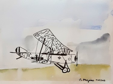 Painting titled "Avion 1920" by Beatrice Mazoires, Original Artwork