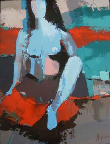 Peinture intitulée "Femme au balcon" par Migliore, Œuvre d'art originale