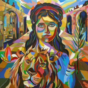 Картина под названием "Sainte Serena" - Béatrice Mitry, Подлинное произведение искусства, Масло