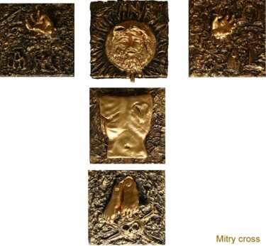 Escultura intitulada "MITRY CROSS, HOSTIE…" por Béatrice Mitry, Obras de arte originais, Argila do polímero