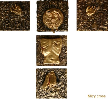MITRY CROSS, HOSTIE UND CHALICE Rzeźba zatytułowany „MITRY CROSS, HOSTIE…” autorstwa Béatrice Mitry, Oryginalna praca, Polimerowa glina