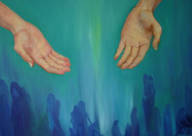 Painting titled "Life giving hands" by Béatrice Mitry, Original Artwork, Oil