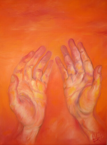 Painting titled "PRAY TO THE FATHER" by Béatrice Mitry, Original Artwork, Oil
