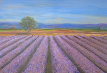 Peinture intitulée "Les champs de lavan…" par Béatrice Mitry, Œuvre d'art originale, Acrylique
