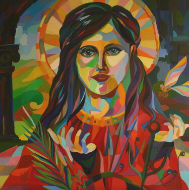 Pittura intitolato "Filumena-Sainte Phi…" da Béatrice Mitry, Opera d'arte originale, Olio