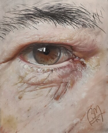 Schilderij getiteld "Etude- Oeil d´un ci…" door Béatrice Mitry, Origineel Kunstwerk, Pastel