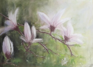 Pittura intitolato "Magnolias" da Béatrice Mitry, Opera d'arte originale, Pastello