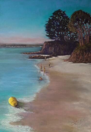 Malerei mit dem Titel "Petite plage de Ker…" von Béatrice Mitry, Original-Kunstwerk, Pastell