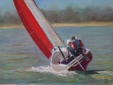Painting titled "Sailing I" by Béatrice Mitry, Original Artwork, Pastel