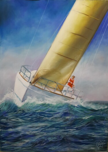 Painting titled "Sailing II" by Béatrice Mitry, Original Artwork, Pastel