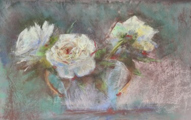 Painting titled "Roses II" by Béatrice Mitry, Original Artwork, Pastel