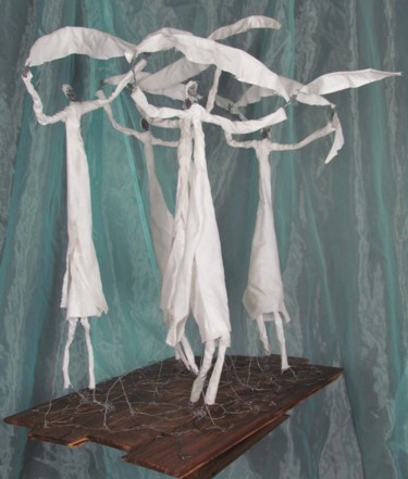 Sculpture intitulée "voiles n° 7 "le tem…" par Béatrice Pillard, Œuvre d'art originale, Fil de fer