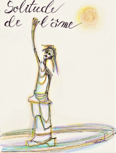 Dibujo titulada "l'être intérieur n°1" por Béatrice Pillard, Obra de arte original, Acuarela
