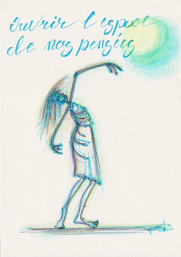 Drawing titled "l'être intérieur n°…" by Béatrice Pillard, Original Artwork, Ballpoint pen