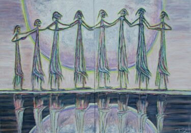 Peinture intitulée "le miroir de l'âme 1" par Béatrice Pillard, Œuvre d'art originale, Huile Monté sur Châssis en bois