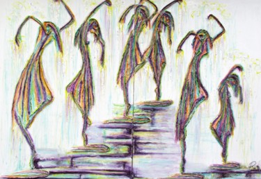 Peinture intitulée "Danser sous la plui…" par Béatrice Pillard, Œuvre d'art originale, Huile