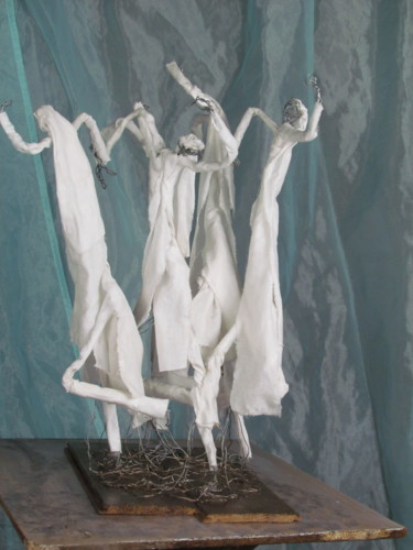 Skulptur mit dem Titel "figurine n° 3" von Béatrice Pillard, Original-Kunstwerk, Draht