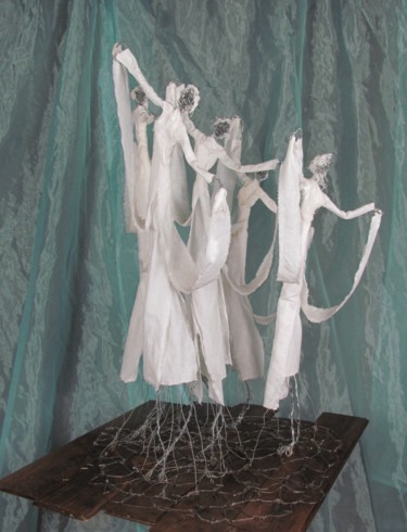 Sculpture intitulée "voiles n°5 "l'envol"" par Béatrice Pillard, Œuvre d'art originale, Métaux
