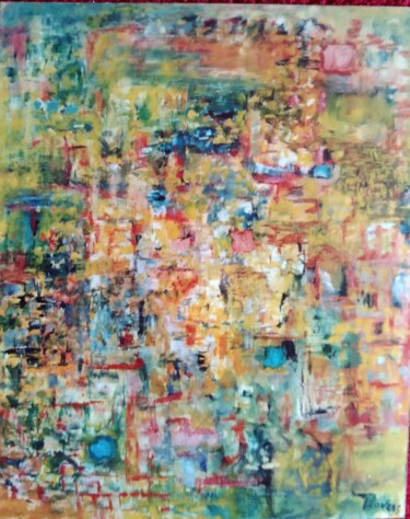 Painting titled "Abstraction couleur…" by Béatrice Travers, Original Artwork, Oil