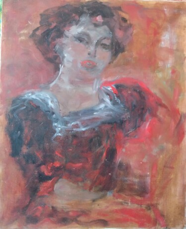 Painting titled "Simone" by Béatrice Travers, Original Artwork, Oil Mounted on Wood Stretcher frame