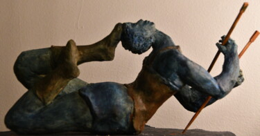 Skulptur mit dem Titel "La dompteuse rêve d…" von Bhyest, Original-Kunstwerk, Terra cotta