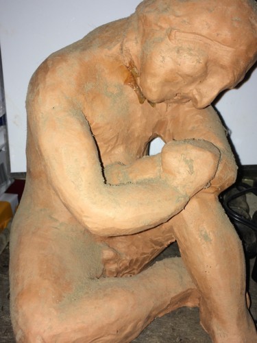 Sculpture intitulée "femme-assise.jpg" par Terredediane, Œuvre d'art originale