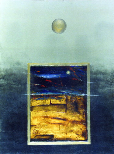 Painting titled "LUNA I" by Beatriz Zucaro, Original Artwork, Acrylic Mounted on Wood Stretcher frame
