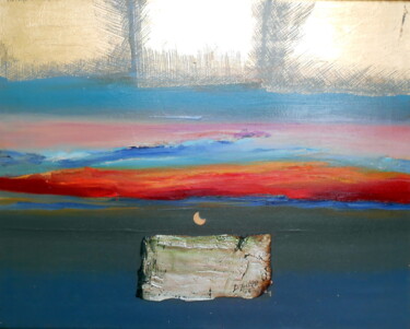 Painting titled "ECLIPSE SOLAR" by Beatriz Zucaro, Original Artwork, Oil Mounted on Wood Stretcher frame