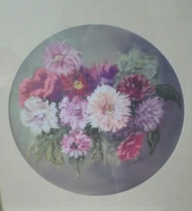 Drawing titled "bouquet tout en ron…" by Beatrice Auriol Besombes, Original Artwork, Pastel Mounted on Cardboard
