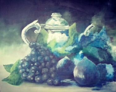 Painting titled "nature au fruits" by Beatrice Auriol Besombes, Original Artwork, Oil Mounted on Wood Stretcher frame