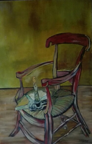 Painting titled "la chaise de Gauguin" by Beatrice Auriol Besombes, Original Artwork, Oil Mounted on Wood Stretcher frame