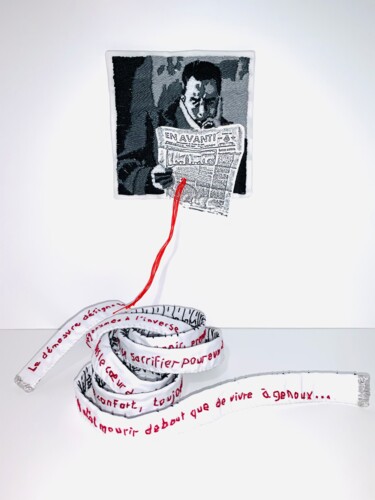 Art textile intitulée "Albert Camus. « L’h…" par Béatrice Beraud, Œuvre d'art originale, Broderie