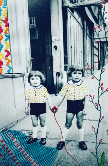 "deux frères" başlıklı Tekstil Sanatı Béatrice Beraud tarafından, Orijinal sanat, Nakış