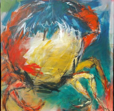 Painting titled "CRABE QUI PINCE" by Beatrice Bossard, Original Artwork, Acrylic