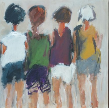 Painting titled "4 filles" by Beatrice Bossard, Original Artwork, Acrylic