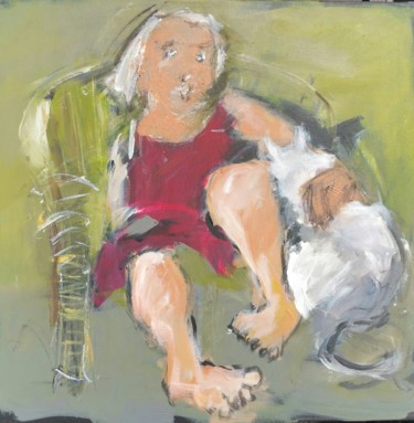 Peinture intitulée "la fillette et son…" par Beatrice Bossard, Œuvre d'art originale, Acrylique