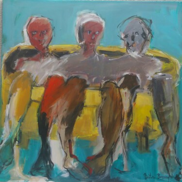 Painting titled "Pause canapé" by Beatrice Bossard, Original Artwork, Acrylic Mounted on Wood Stretcher frame