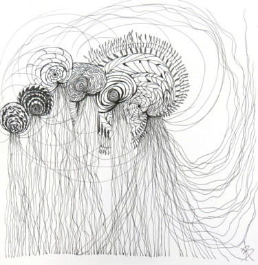 Рисунок под названием "Gribouillages 2" - Béatrice Hadjopoulos, Подлинное произведение искусства, Пигменты