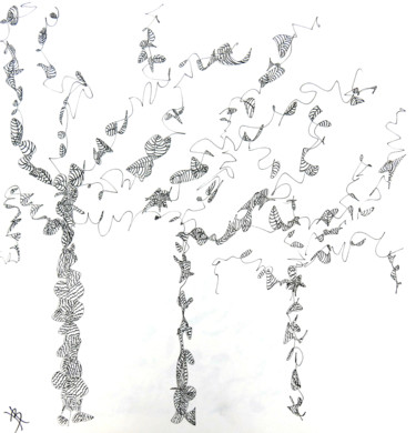 Рисунок под названием "gribouillages 4" - Béatrice Hadjopoulos, Подлинное произведение искусства, Пигменты