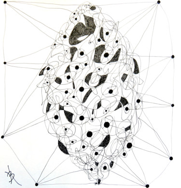 Zeichnungen mit dem Titel "gribouillages 7" von Béatrice Hadjopoulos, Original-Kunstwerk, Pigmente
