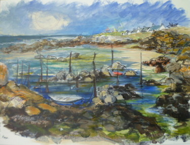 Peinture intitulée "le petit port de Ma…" par Bea Rialland, Œuvre d'art originale, Acrylique